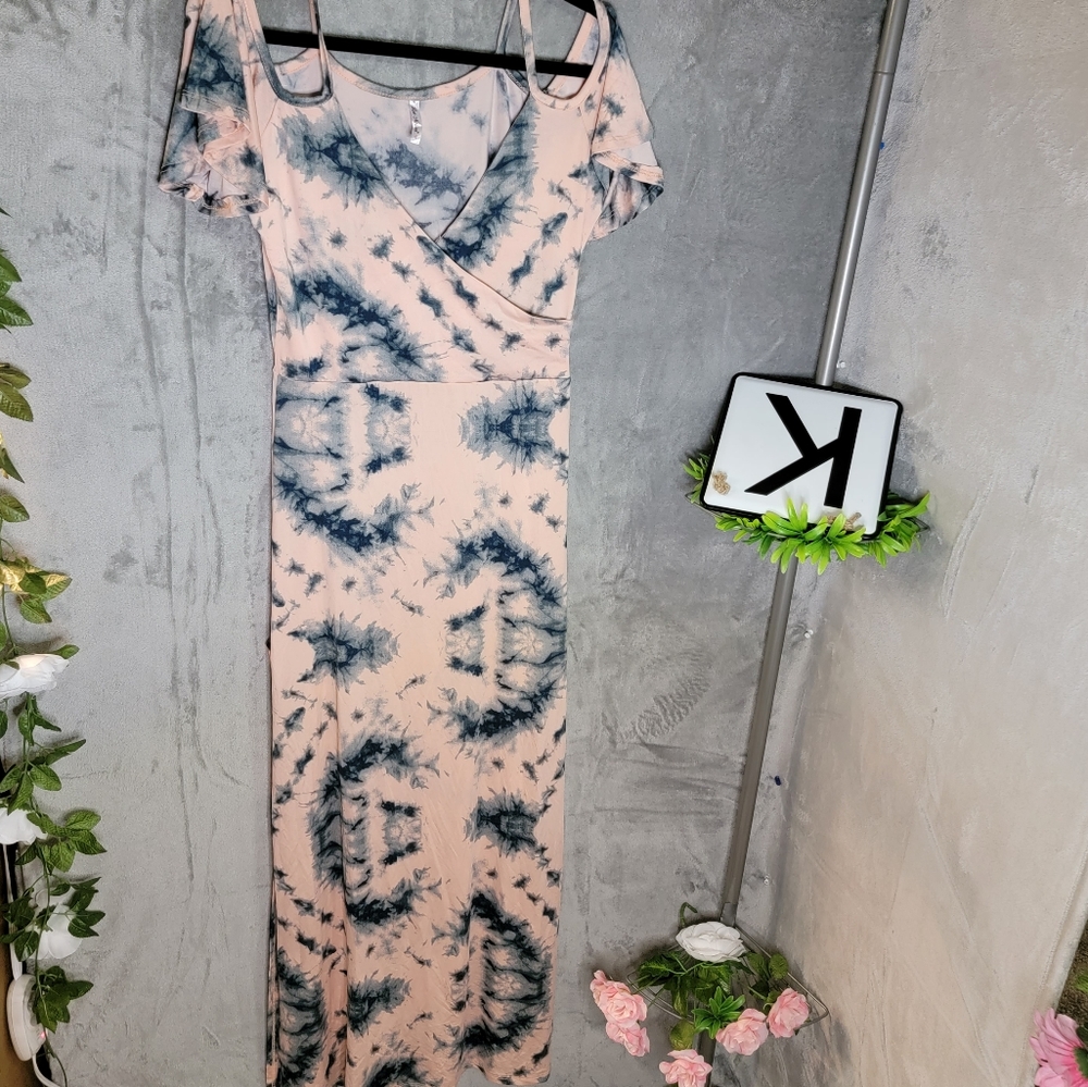 Maxi dress Blue Pink tiedye